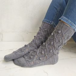 Warm wool grey handmade socks