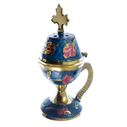 christian brass resin incense burner, greek orthodox thurible incense holder, metal byzantine home censer perfume burner