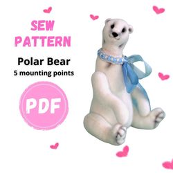 Polar Teddy Bear Pattern, Realistic Bear Pattern, Bear Pattern 8.3 inches (21 cm), Pattern for sewing toys, Mini Teddy,