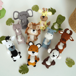 Safari felt animals, felt toys, jungle animals, elephant lion giraffe monkey toys, baby shower gift, toddler gift