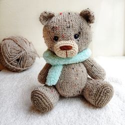 Knitted teddy bear, super soft little bear for baby