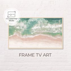 samsung frame tv art | beach coastal landscape in pastel colors for the frame tv | 4k wave digital art frame tv