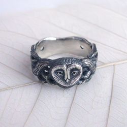 Silver Owl Ring.Vintage Owl Ring.Unisex Owl Ring.Silver Bird Ring.Owl.Silver Owl.Vintage Owl.Bird Jewelry.Silver Owl Jew