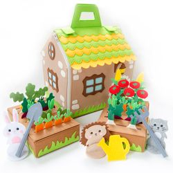 fairy doll house from felt with garden and 3 board games