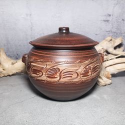 Pottery handmade casserole 135.25 fl.oz Handmade red clay Cooking Pot