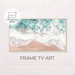 Samsung Frame TV Art | Beach Coastal Landscape in Pastel Colors for The Frame TV | 4k Wave Digital Art Frame Tv