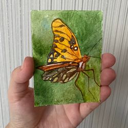 aceo watercolor original painting butterfly gift for mother wall decor animal painting aceo painting 2.5x3.5 inches