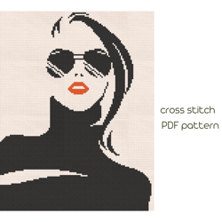 Pop art cross stitch, Lady cross stitch pattern, PDF Pattern /38/