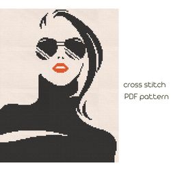 pop art cross stitch, lady cross stitch pattern, pdf pattern /38/