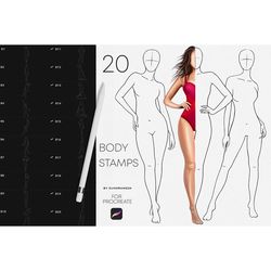 fashion body pose stamps brushes for procreate