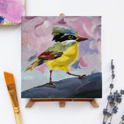 Bright bird original oil painting wall art