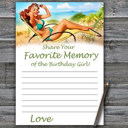 Pin up Favorite Memory of the Birthday Girl,Adult Birthday party game printable-fun games for her-Instant download