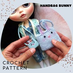 Crochet pattern handbag Bunny for dolls. Accessories for dolls