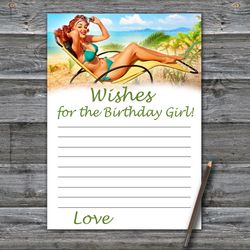 Pin up Wishes for the birthday girl,Adult Birthday party game printable-fun games for her-Instant download