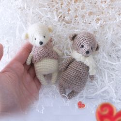 Miniature Teddy Bear, Little Toy for Dolls. Cute Stuffed Animal Toy, Toys for Woodland Nursery, Pocket Doll for Travel