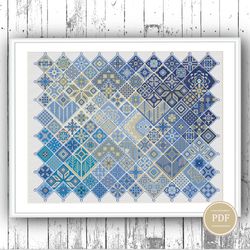 Cross Stitch Sampler Geometric Arabic Squares Ethnic Folk Art Design PDF Pattern 60