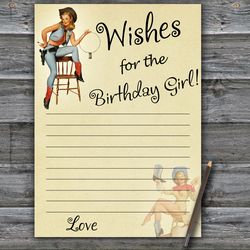 Cowboy themed Wishes for the birthday girl,Adult Birthday party game printable-fun games for her-Instant download