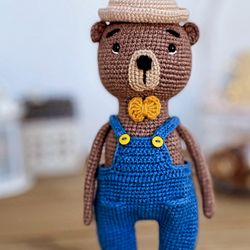 Funny teddy bear, cute bear, teddy bear is woodland nursery decor, gift for boy.