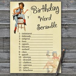 Cowboy themed Birthday Word Scramble Game,Adult Birthday party game printable-fun games for her-Instant download
