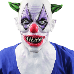 GREEN HORNED CLOWN Creepy Evil Scary Mask Latex Masque Party Halloween 2021