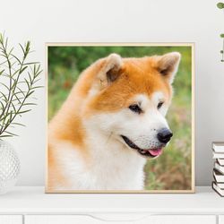 Japanese dogs Akita Inu on a rural road. Wall art, dog photography print, Digital download. #04 +Bonus!