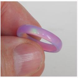 Very beautiful opal ring lavender color. Solid opal band. Synthetic opal ring.