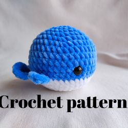Crochet pattern whale, crochet whale, amigurumi patterns, whale plush, crochet animals plush pattern