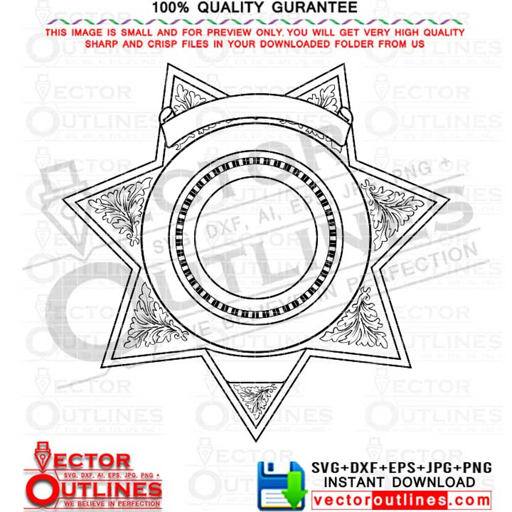 Sheriff Badge svg, template blank Editable clipart, Custom number Vector, editable, dxf, cricut, laser, cnc, router, cut file, without number.jpg