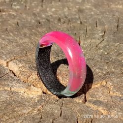 Pink resin ring Wood resin ring for women Epoxy wood ring