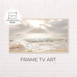 Samsung Frame TV Art | 4k Beach Coastal Landscape in Pastel Colors for The Frame TV | Wave Digital Art Frame Tv