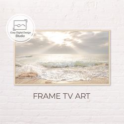 samsung frame tv art | 4k beach coastal landscape in pastel colors for the frame tv | wave digital art frame tv