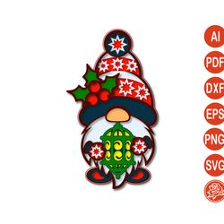 Multi layered Christmas gnome mandala SVG,  file cutting template for Cricut Silhouette DXF, 3D paper or laser cut file