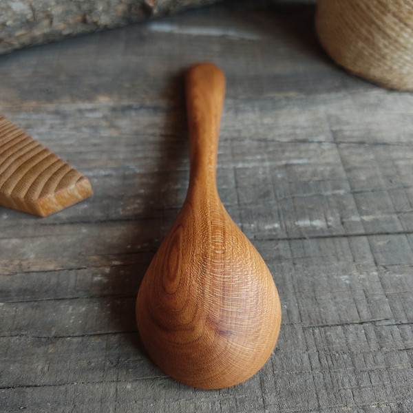 Handmade wooden coffee scoop from apricot wood - 05