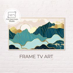 Samsung Frame TV Art | 4k Geometric Abstract Digital Pink and Blue Art For The Frame Tv | Contemporary Landscape Art