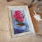5 Small oil painting in a frame under glass - Hyacinth flower 5.9 - 3.9 in..jpg