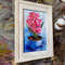 4 Small oil painting in a frame under glass - Hyacinth flower 5.9 - 3.9 in..jpg