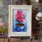 9 Small oil painting in a frame under glass - Hyacinth flower 5.9 - 3.9 in..jpg