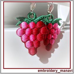 In the hoop machine embroidery design Earrings FSL berries