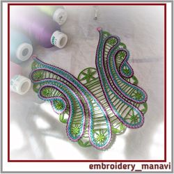 In the hoop embroidery design FSL necklace Butterfly