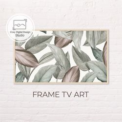 Samsung Frame TV Art | 4k Abstract Neutral Colors Flower Leaves Art For The Frame TV | Digital Art Frame Tv