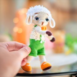 Amigurumi plush lamb. Crochet cheep toy. Lamb doll.