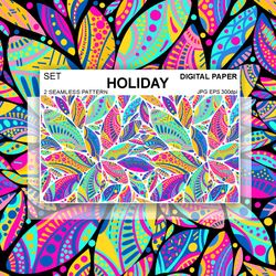Holiday Digital Paper JPG, EPS Scrapbooking, Fabric, Postcards, Seamless Pattern Wallpaper Design Surface