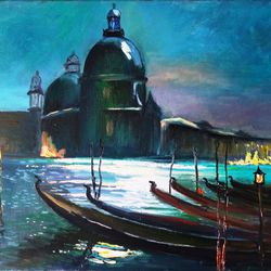 Venice Painting Oil Cityscape Original Art Italy Artwork Canvas Art