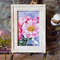 1 Small oil painting in a frame under glass - Peony Flower  5.9 - 3.9 in..jpg