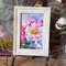 6 Small oil painting in a frame under glass - Peony Flower  5.9 - 3.9 in..jpg