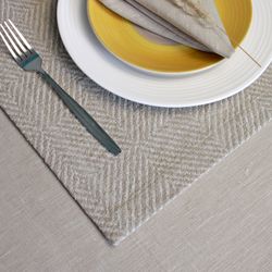 Custom heavy linen placemats set, Farmhouse modern geometric printed table mats, Rustic abstract striped beige placemats