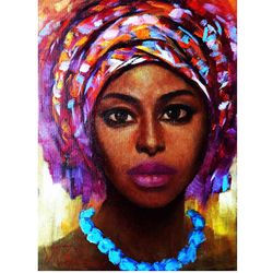 Leona.Original oil painting portrait of an African American woman on canvas  9.8x 13.7"