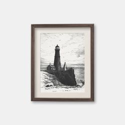 Lighthouse - Vintage Drawing, 1880