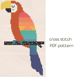 Parrot cross stitch, Bird cross stitch pattern, PDF Pattern /45/