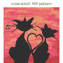 Cats cross stitch pattern, Modern cross stich, PDF Pattern /48/